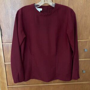 Jones New York Long Sleeve Maroon Blouse Size 4P